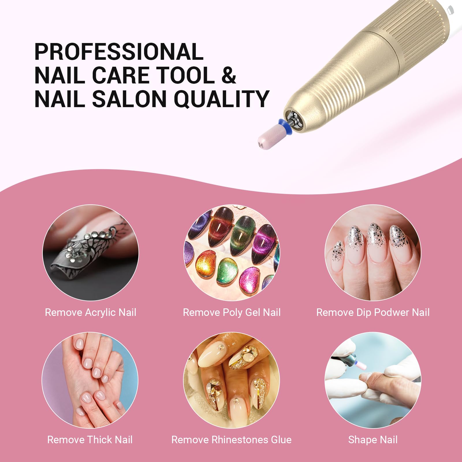 MelodySusie fresa cerámica rosa, diseño cruzado para alisar gel en uñas.