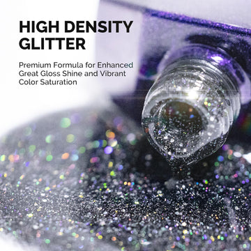 MelodySusie Galaliver esmalte glitter negro curado con luz ultravioleta para brillo