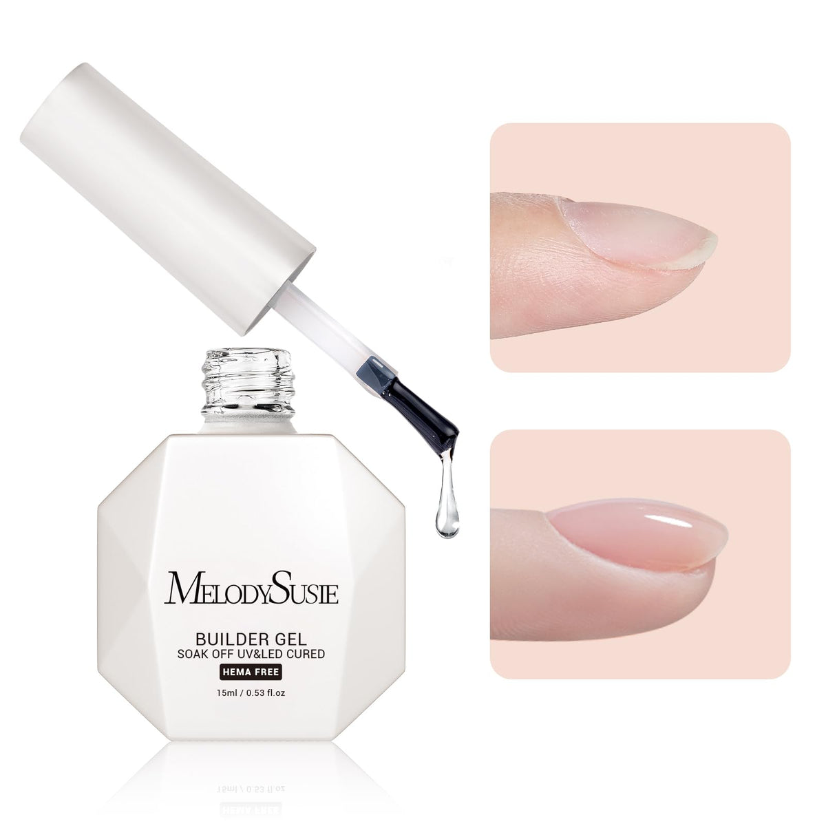 MelodySusie gel builder para uñas: bote compacto y fácil de usar.