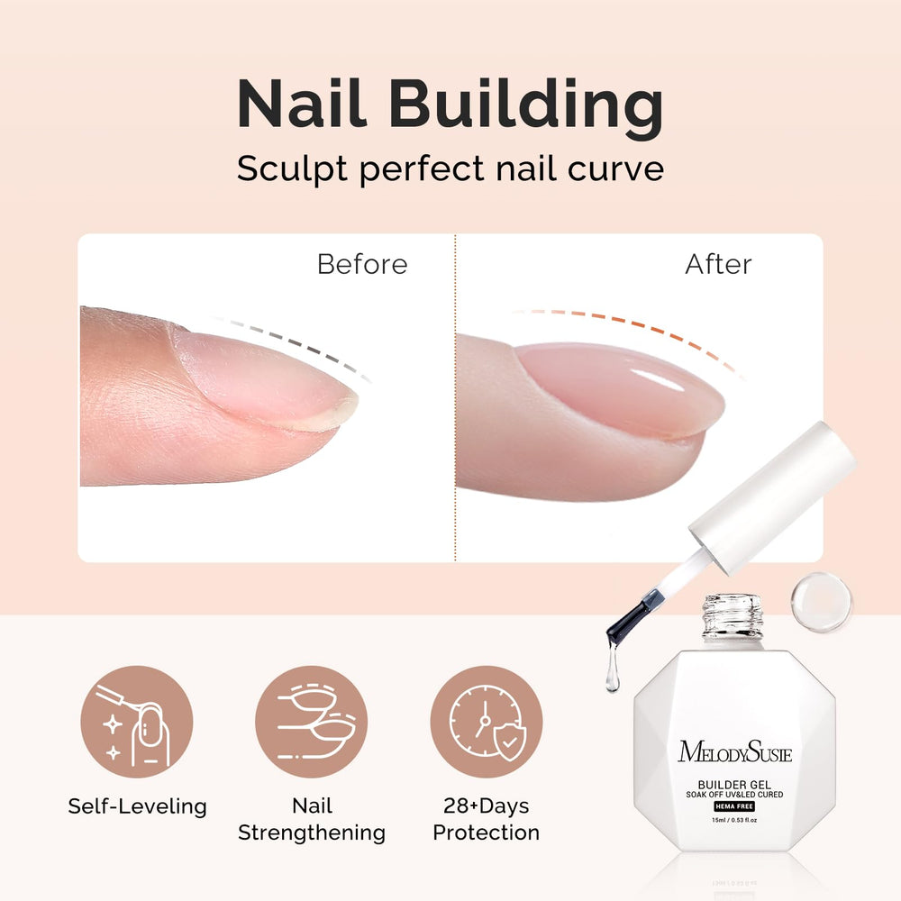 MelodySusie gel para uñas se cura con lámpara UV LED para adherencia.