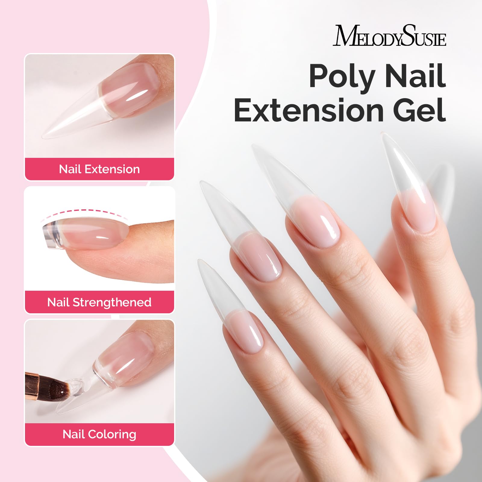 Aplicación suave de MelodySusie gel poligel para uñas duraderas.