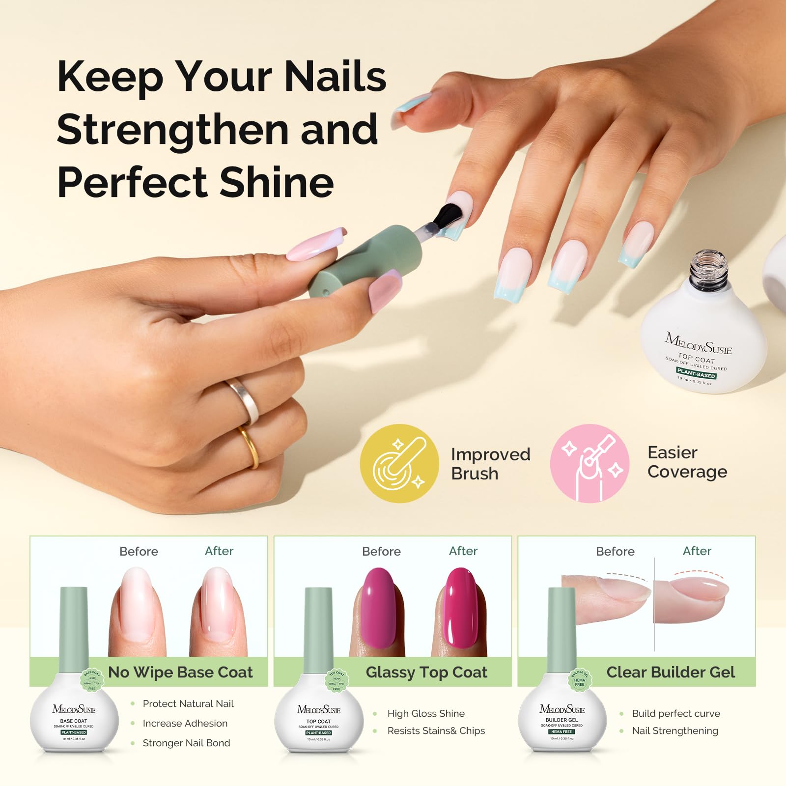 MelodySusie herramientas para cutícula, diseño y limpieza fácil de uñas.
