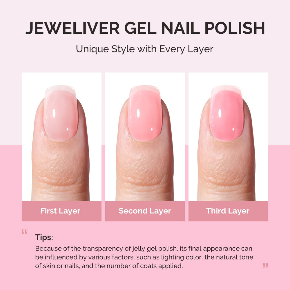 MelodySusie Jeweliver Jelly Gel Polish capas translúcidas que puedes modular.
