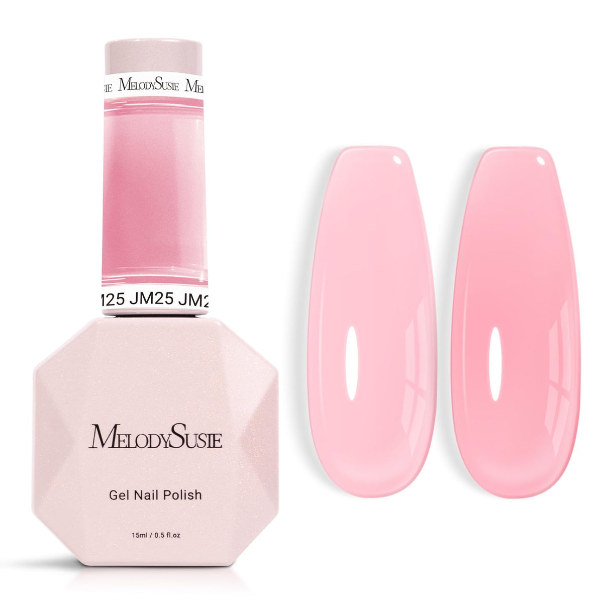 MelodySusie Jeweliver Jelly Gel Polish rosa en botella, tono translúcido para uñas elegantes.