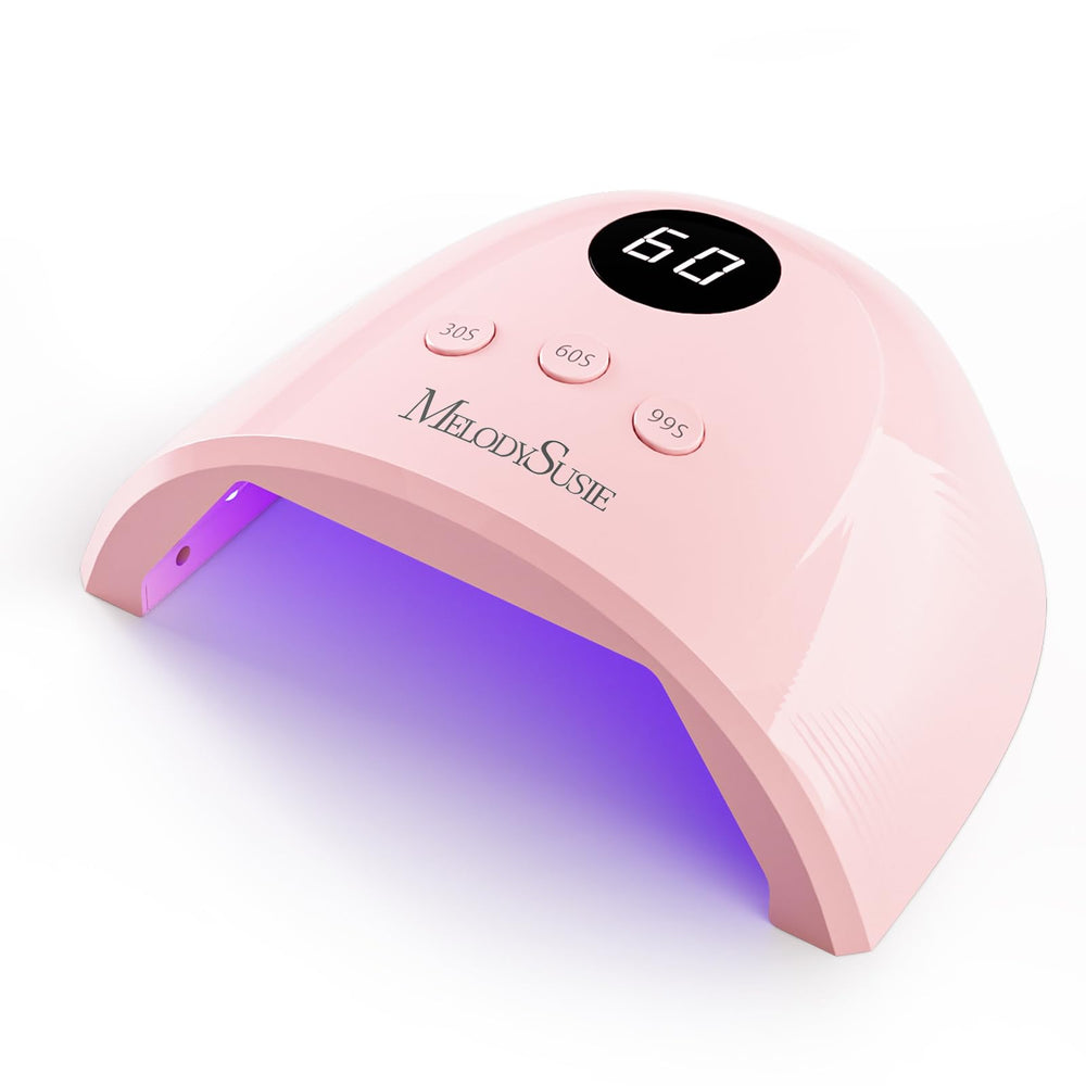 MelodySusie lámpara UV-LED rosa compacta frontal para secado rápido en casa.