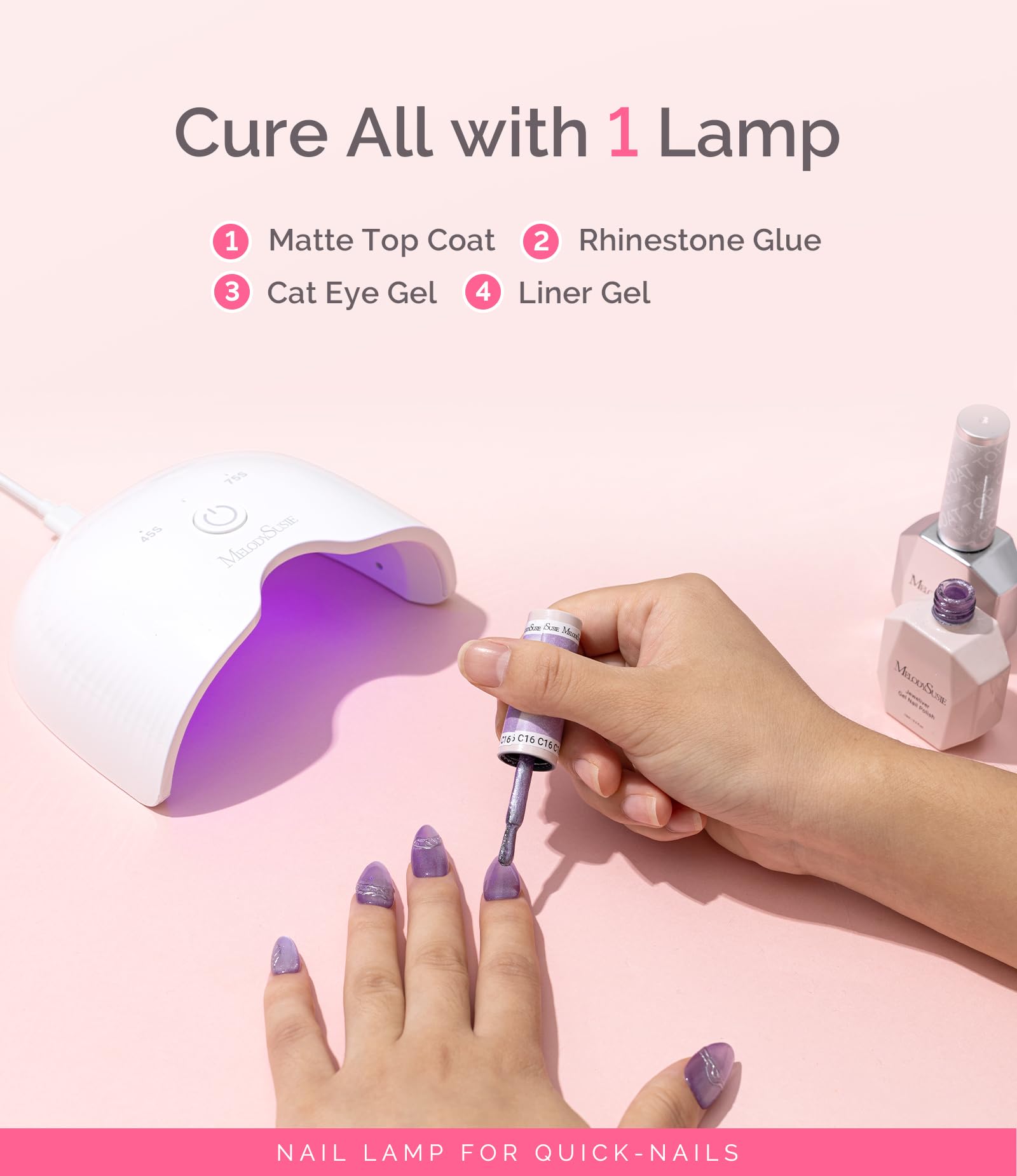 MelodySusie lampara UV mini, control de boton simple para curado eficiente