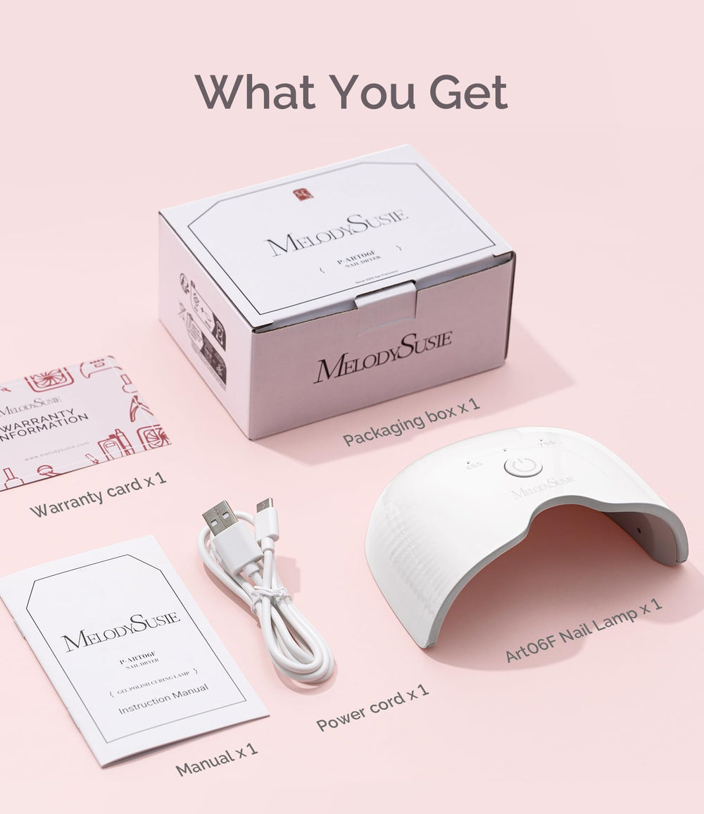 MelodySusie lampara UV mini, empaque destacado para regalo y compra facil