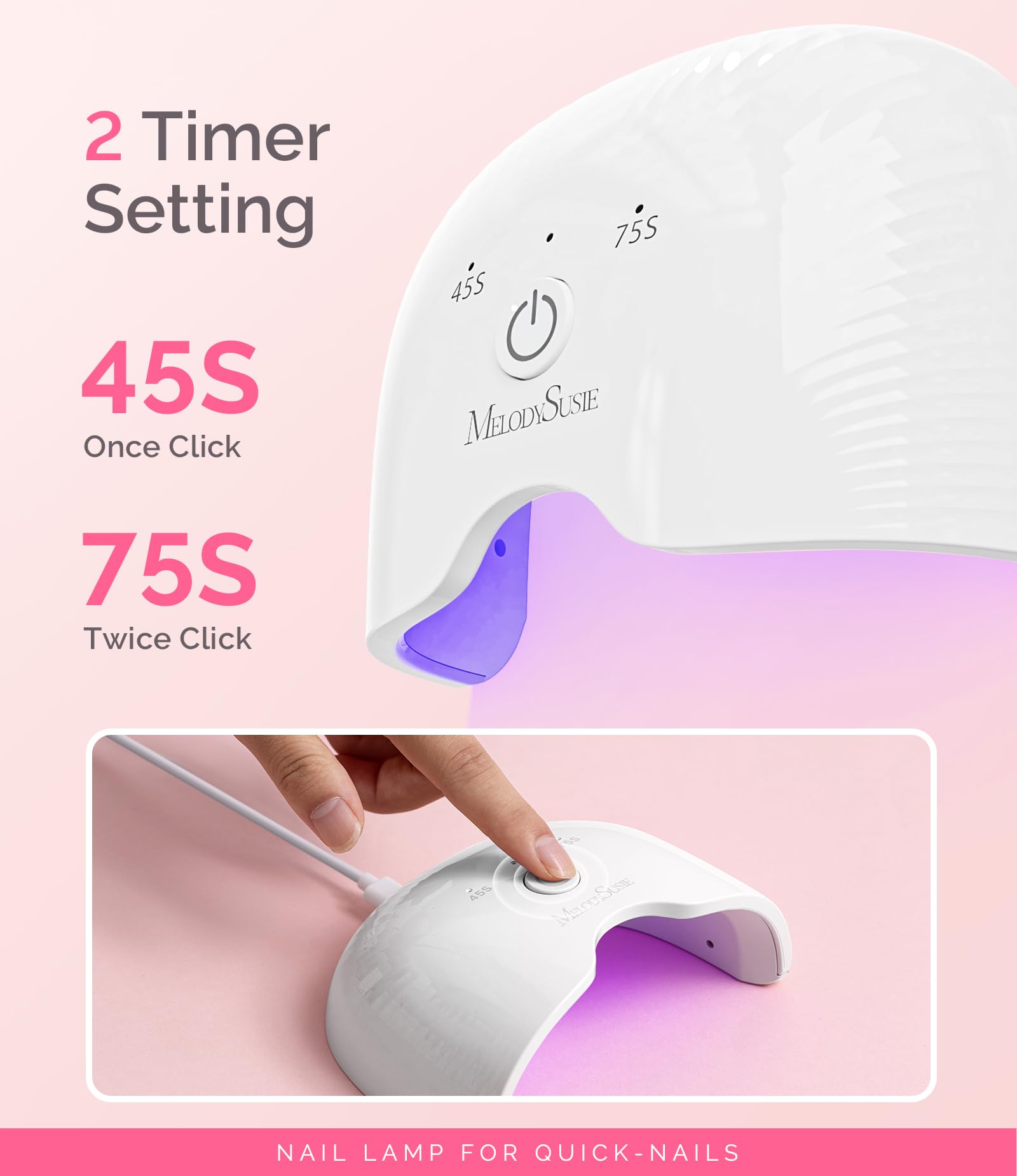 MelodySusie lampara UV mini, uso en casa para sesiones rápidas de uñas