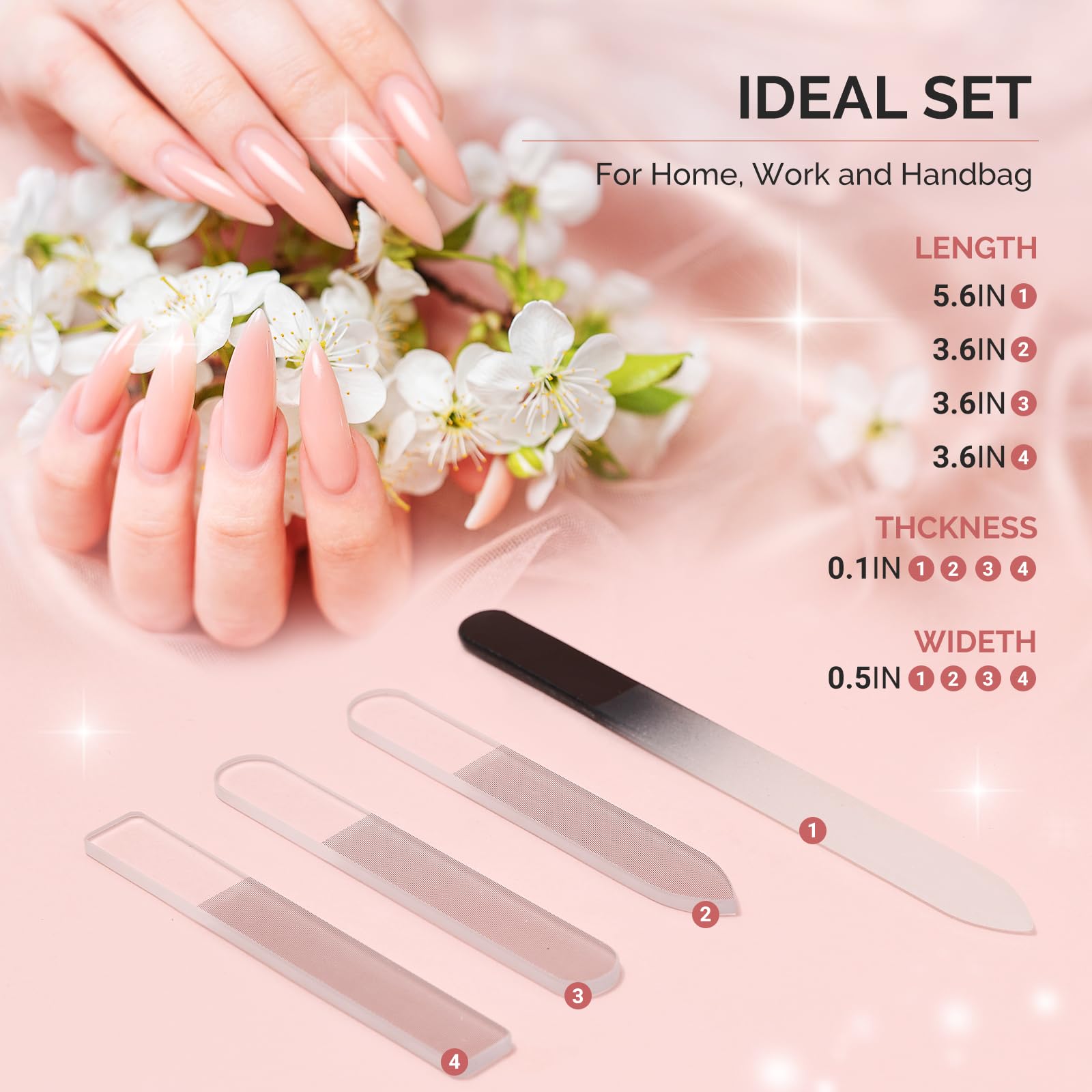 Lima de cristal MelodySusie para uñas naturales, pulido suave y acabado limpio