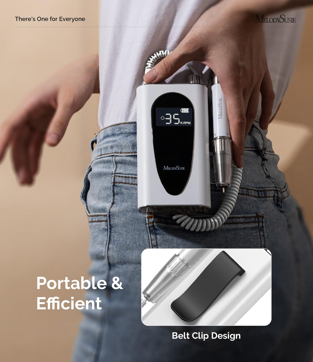 MelodySusie MM400C con batería interna de 4000mAh para largas sesiones de manicura.