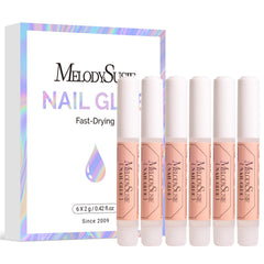 MelodySusie adhesivo para uñas: 6 tubos para manicura rápida y portátil.