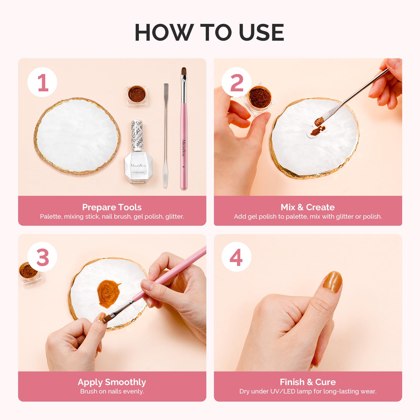 MelodySusie paleta de resina, uso múltiple para uñas y maquillaje, muestra elegante