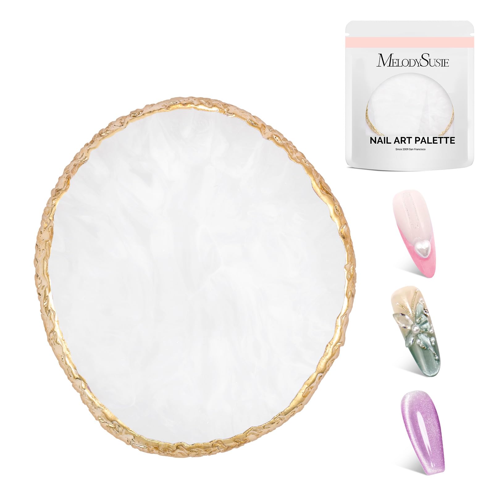 MelodySusie paleta de uñas en resina redonda, gran superficie para mezclar colores con precisión