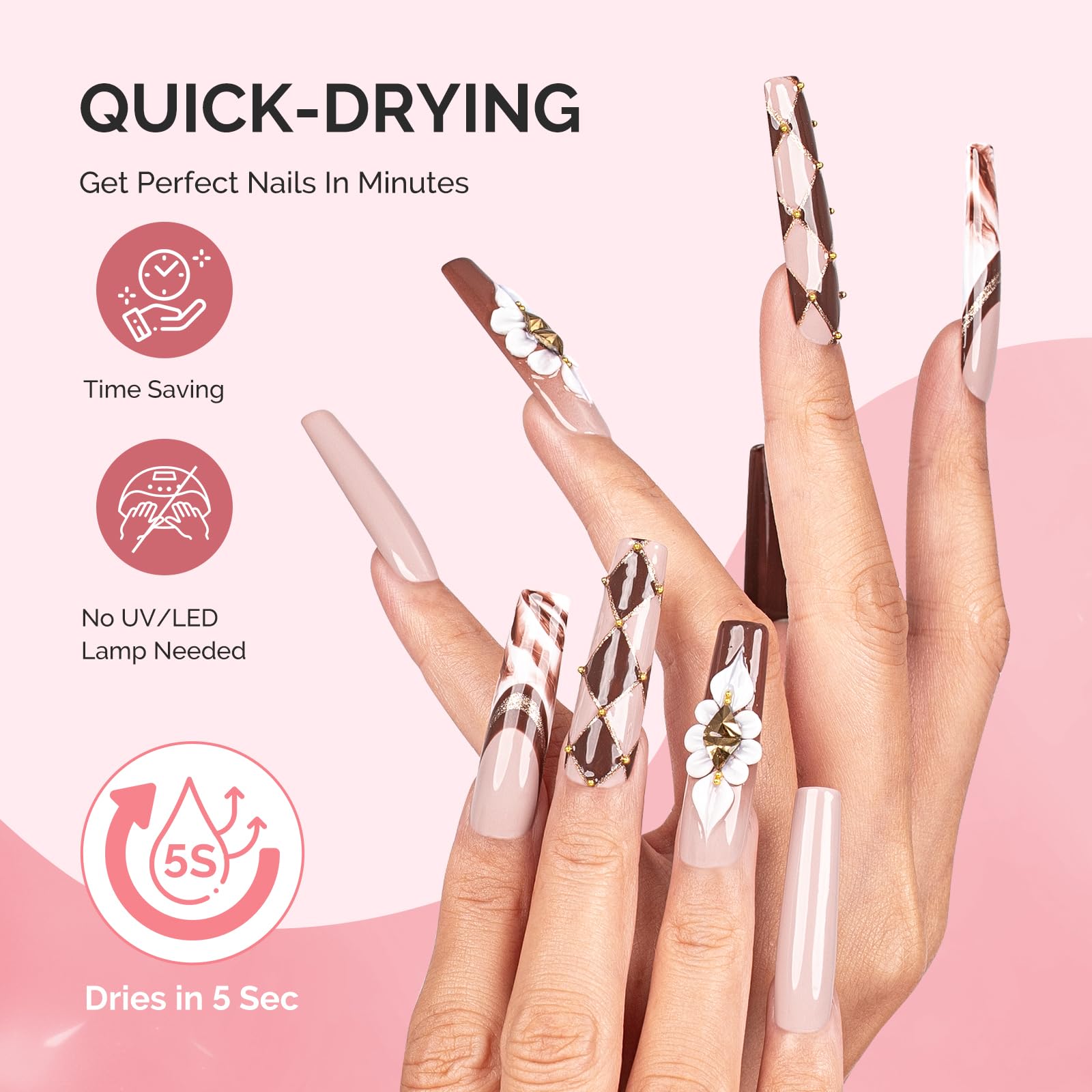 MelodySusie adhesión prolongada, ideal para uñas postizas de uso diario.