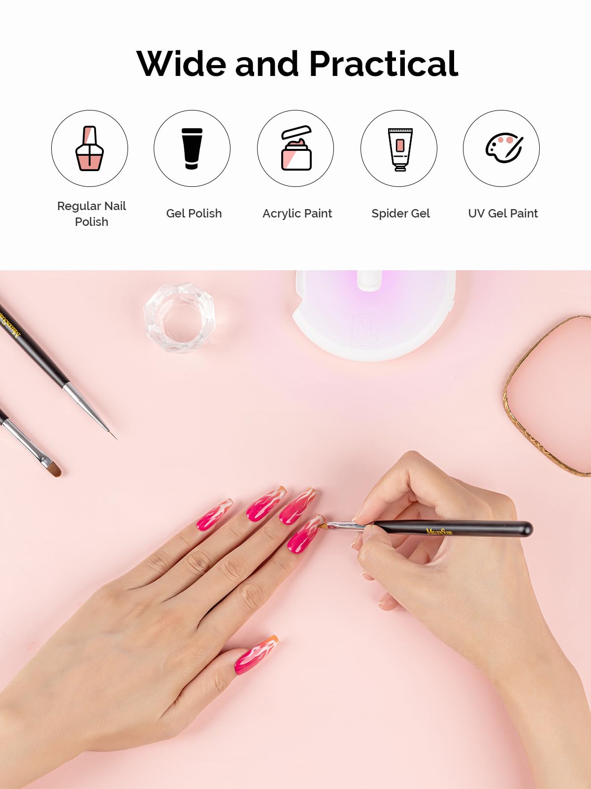 Pincel esculpido MelodySusie para micro-dibujos y decoraciones precisas.