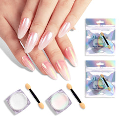 MelodySusie polvo espejo perlado en frasco para uñas, brillo duradero.