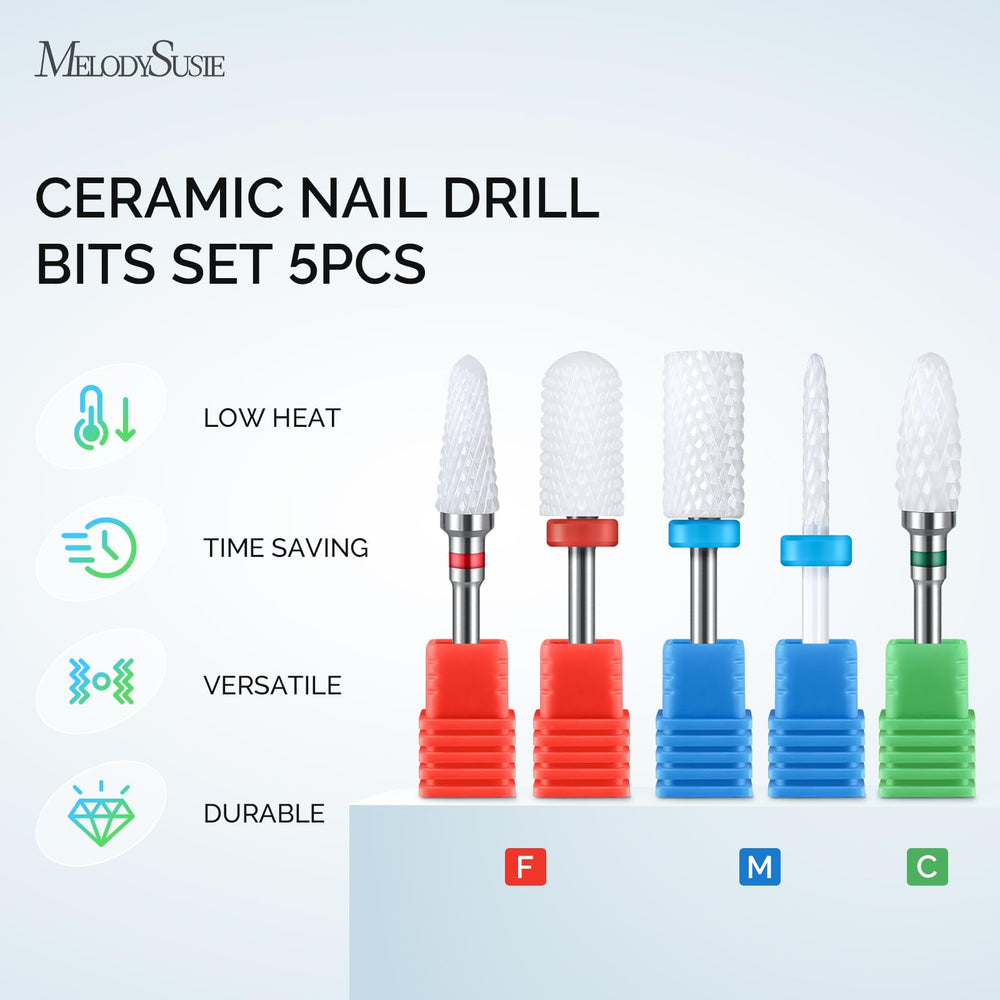 MelodySusie: punta cerámica forma llama, ideal para desbaste suave en uñas acrílicas.