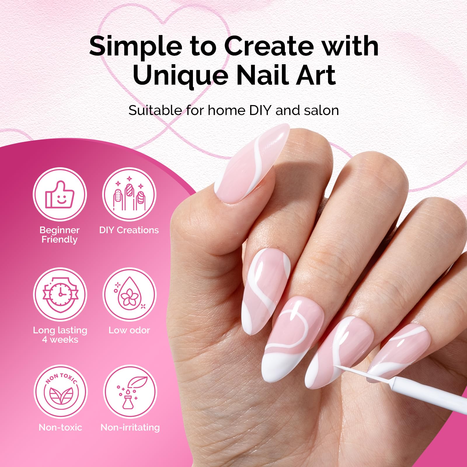 Punta del delineador gel blanco MelodySusie para arte de uñas detallado.