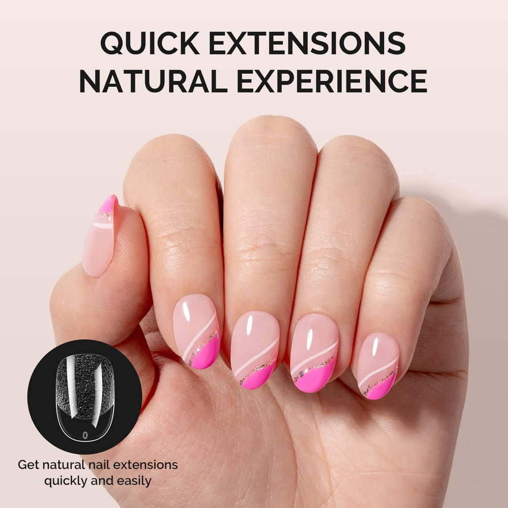 Puntas acrílicas MelodySusie transparentes, 15 tallas, ajuste perfecto y manicura rápida.