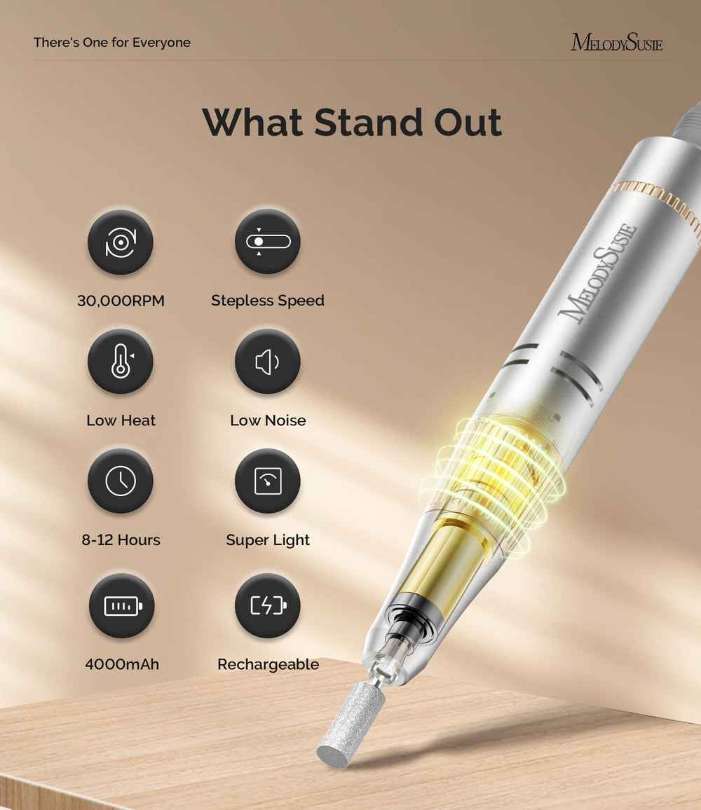 MelodySusie SC320F battery display indicates long-lasting power for on-the-go mani