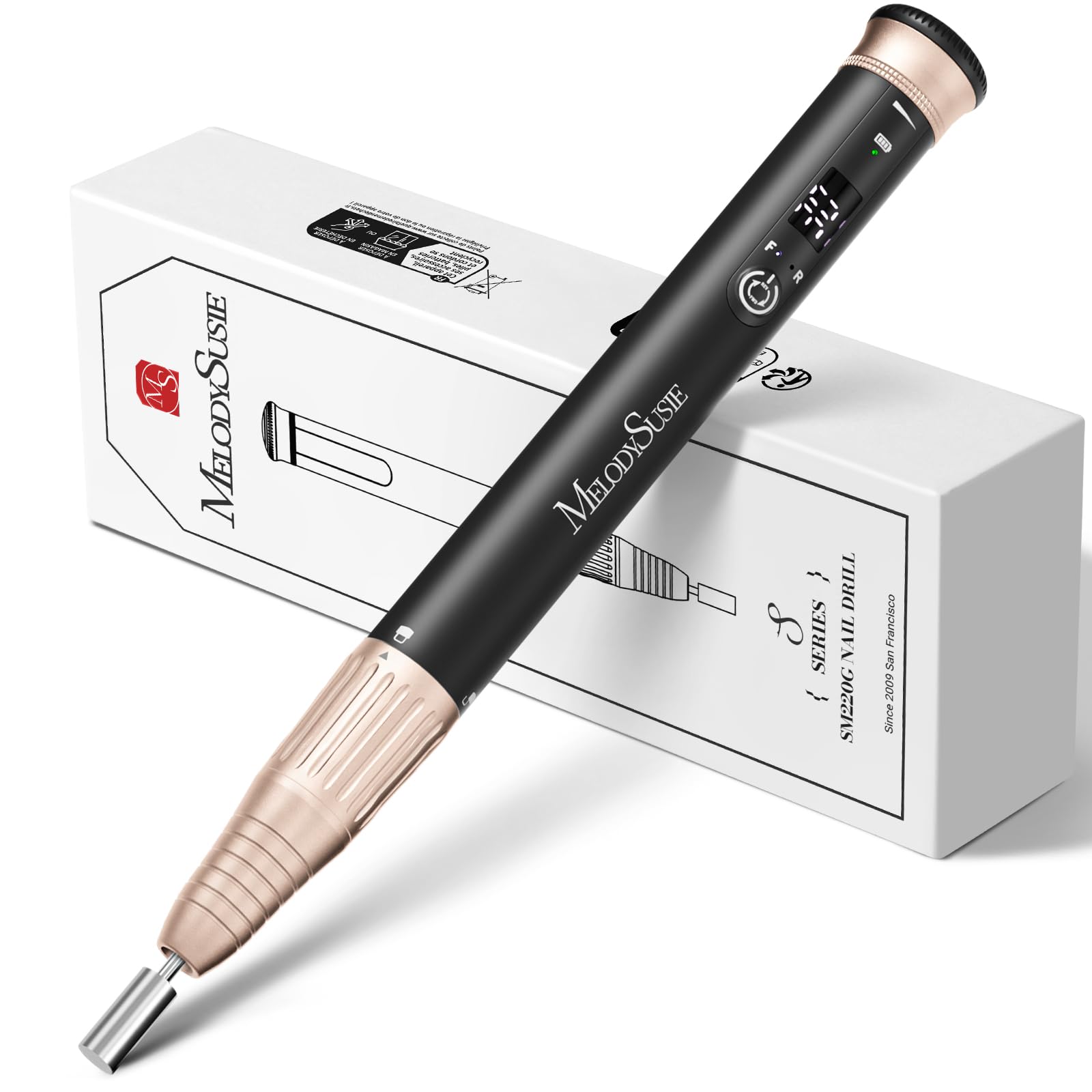 MelodySusie SM220G pulidora en forma de bolígrafo para uñas, limado preciso en cualquier lugar.