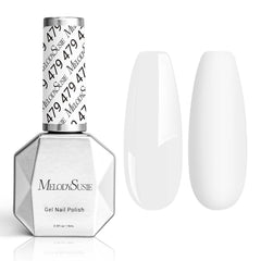 MelodySusie Thick Snow White gel en frasco, cobertura uniforme ideal para manicura rápida.