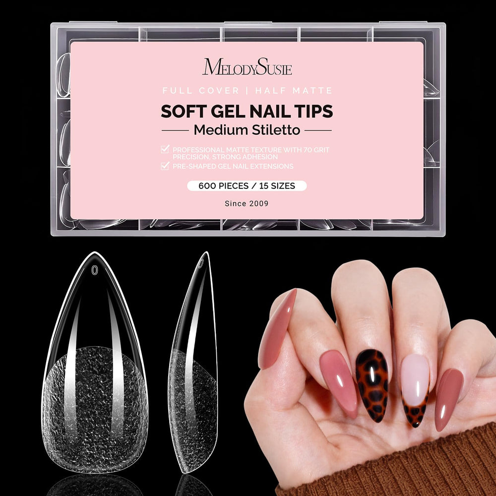MelodySusie tips almendra mediano mate: adherencia mejorada para extensiones duraderas