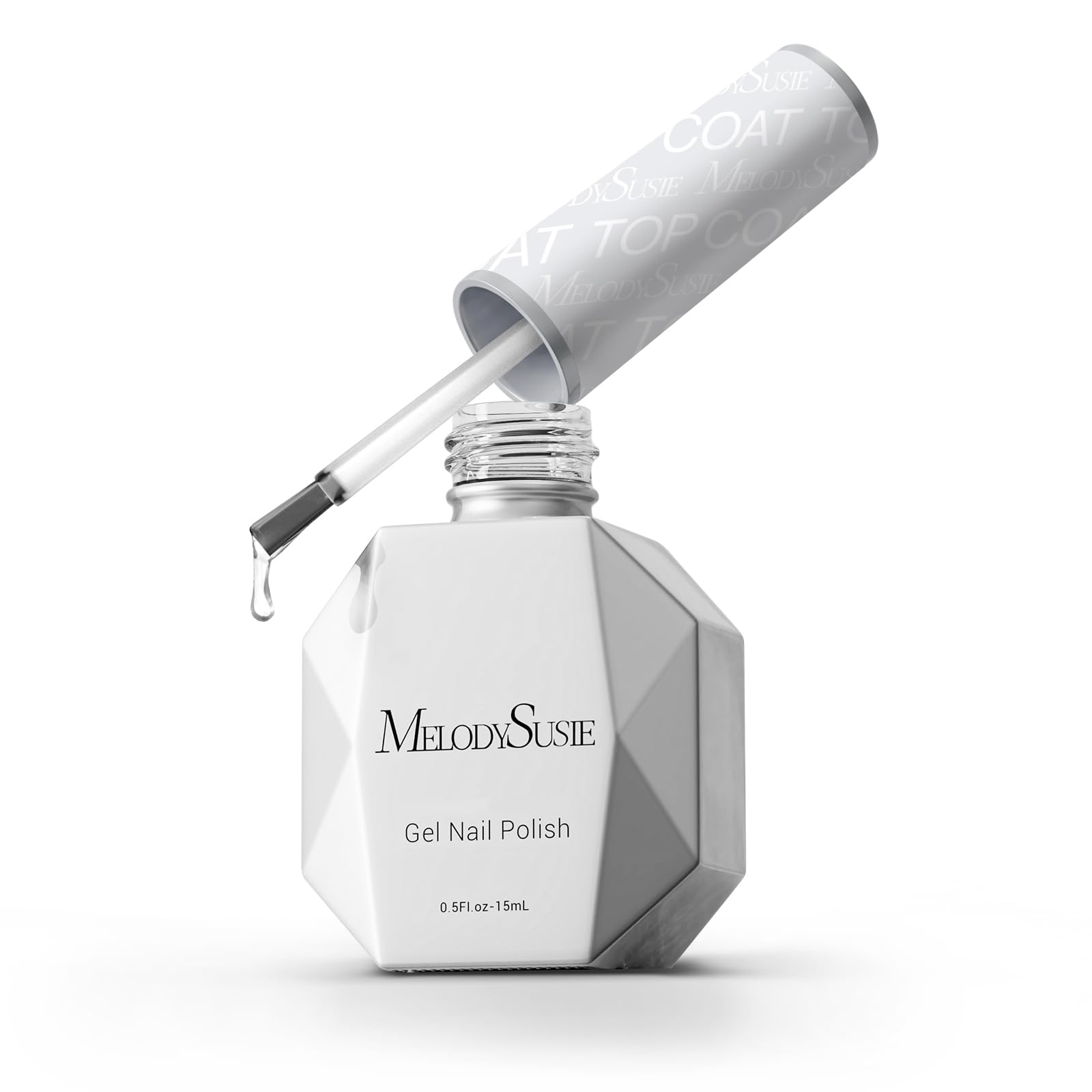 MelodySusie Top Coat Gel con brillo alto para uñas con acabado deslumbrante.