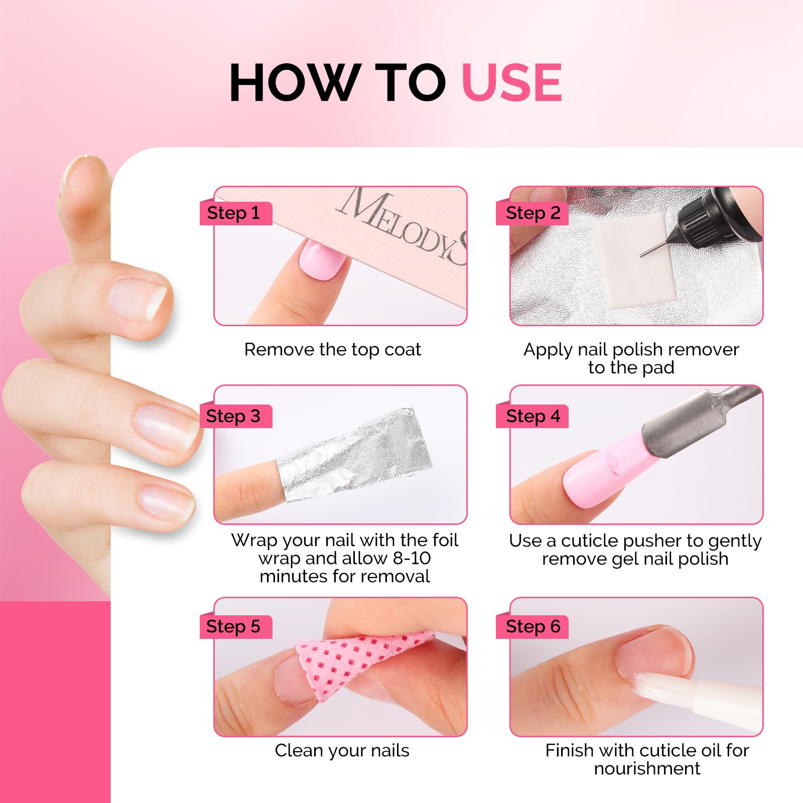 MelodySusie uso en casa para quitar gel de uñas con facilidad.