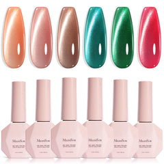 MelodySusie Velvet Gem cat eye set with six colors for home salon-quality nails.