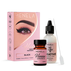 Menela henné sourcils noirs — poudre légère pour teinte naturelle et durable.