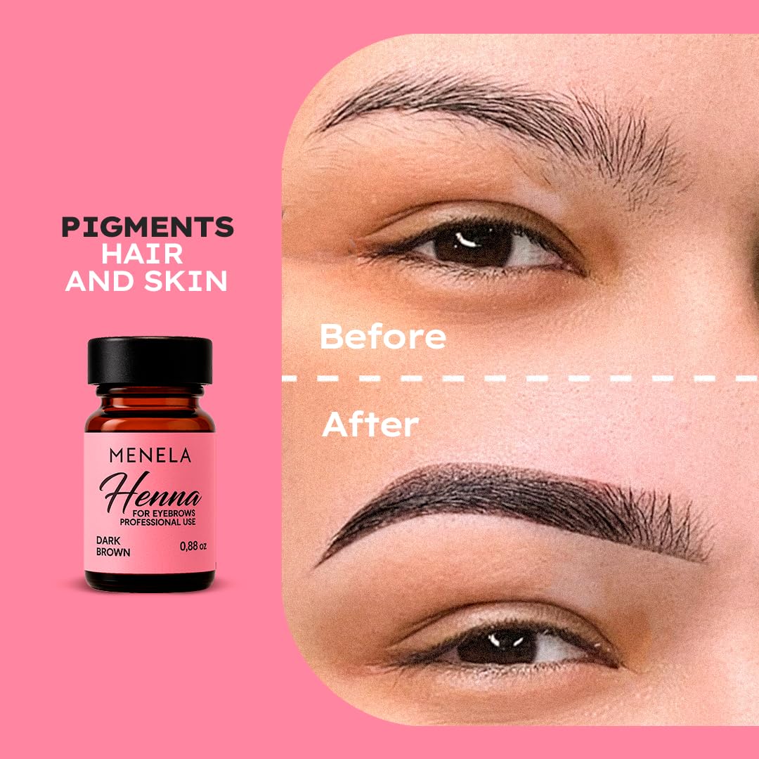 Menela pasta Henna cejas, acabado suave y natural.