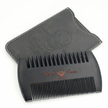 Menesia peine barba madera negro con estuche, práctico para retoques diarios.