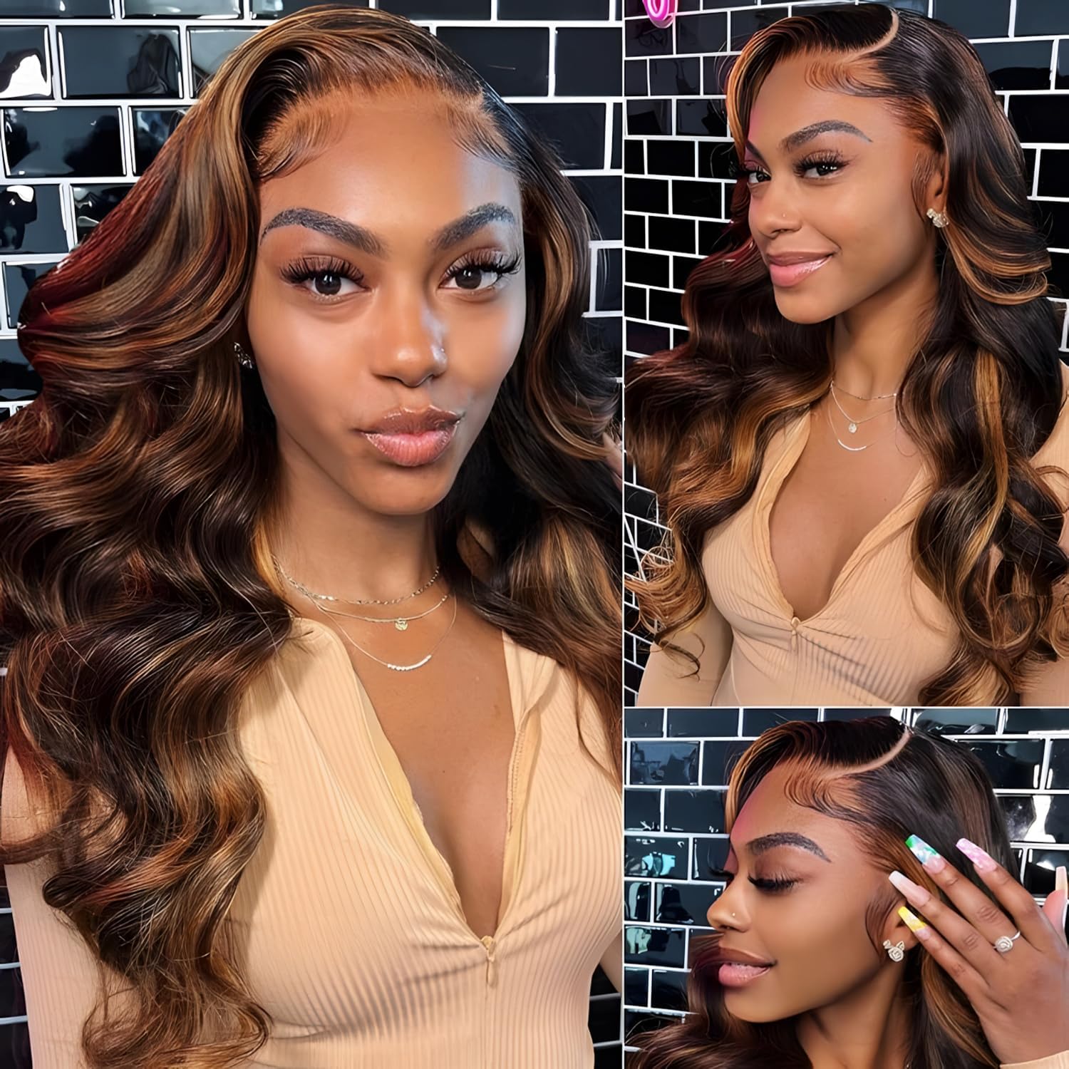 MENGLLE cabello humano 200 densidad 1B/30 para look natural diario.