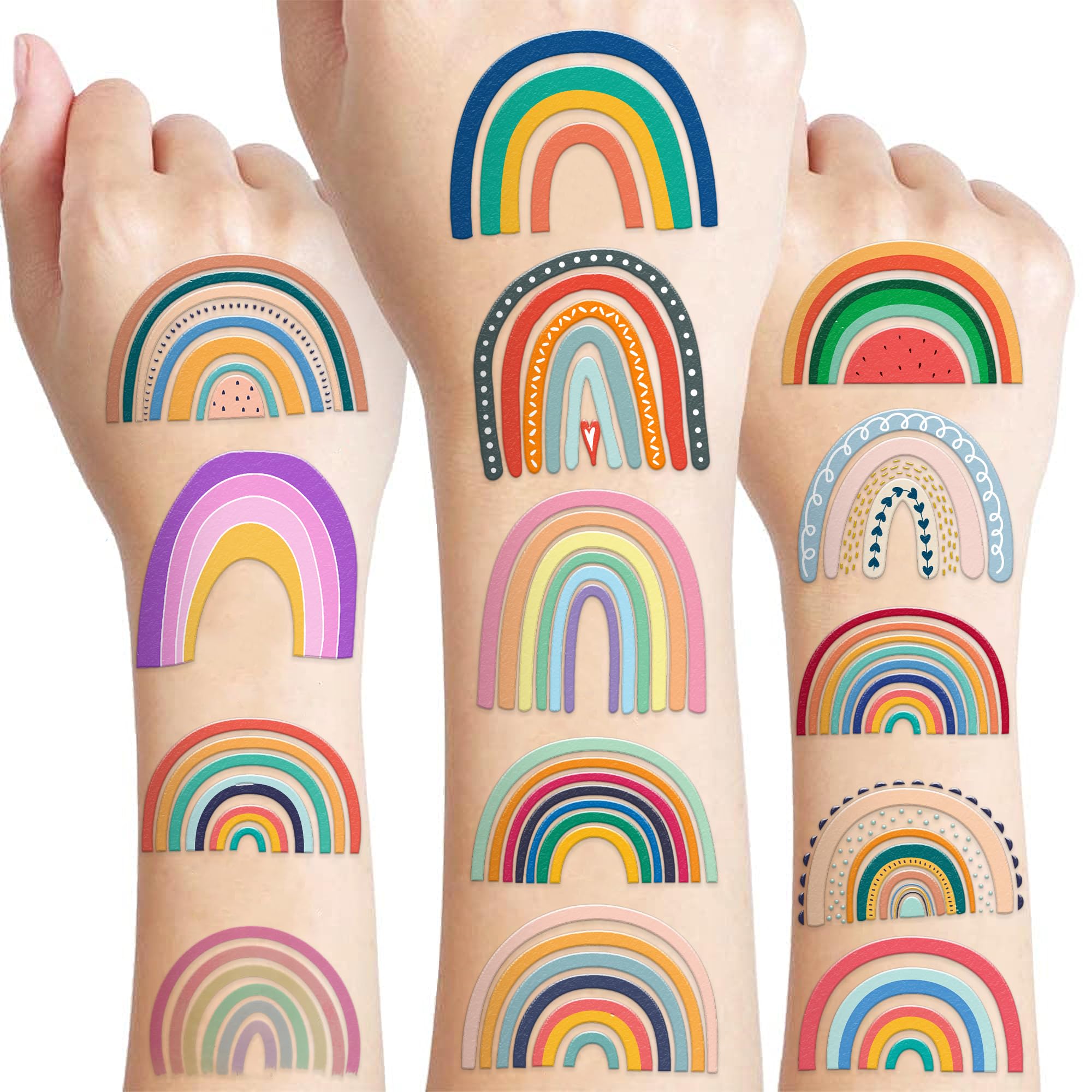 MeoIsDaBest 96 piezas tatuajes arcoíris pastel para decoración festiva suave