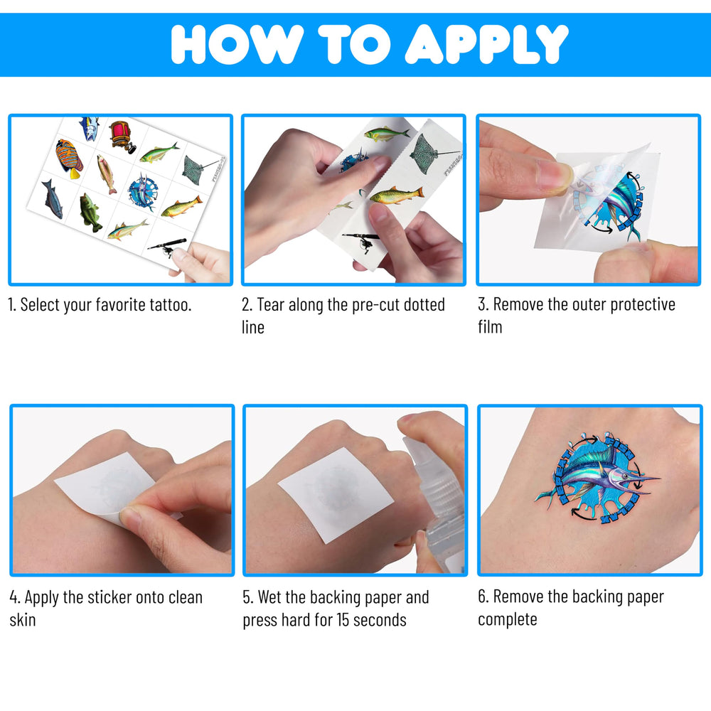 MeoIsDaBest instrucciones de aplicación paso a paso para tatuajes fáciles de usar.