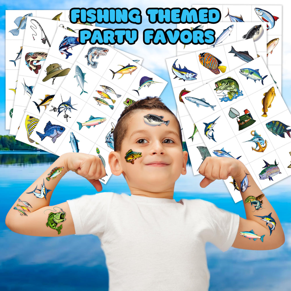 MeoIsDaBest tatuajes pesca, 96 piezas para premios y recuerdos en eventos escolares.