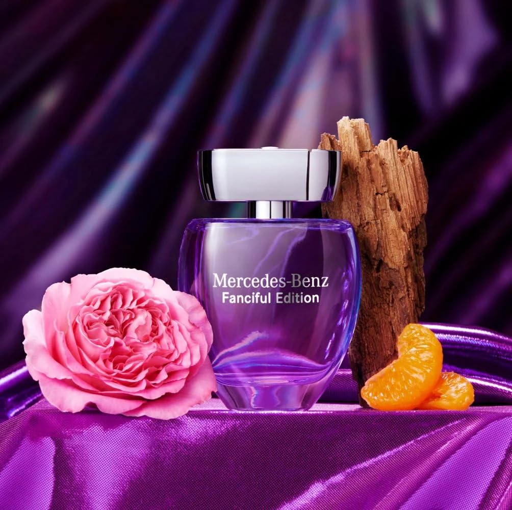 Mercedes Benz Fanciful eau de toilette packaging box conveys luxury branding.