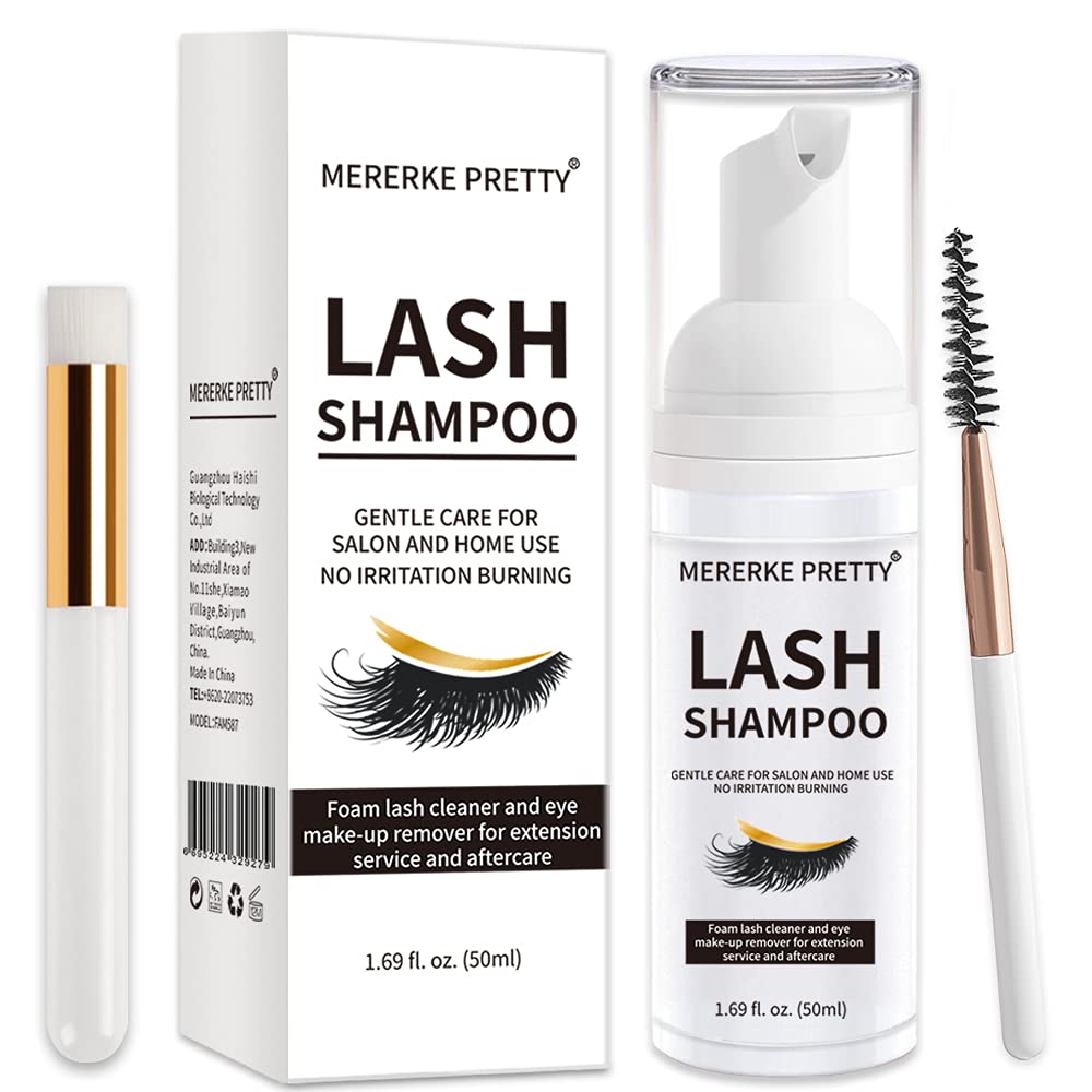 Mererke_Pretty champú espumoso para extensiones de pestañas, limpieza suave.