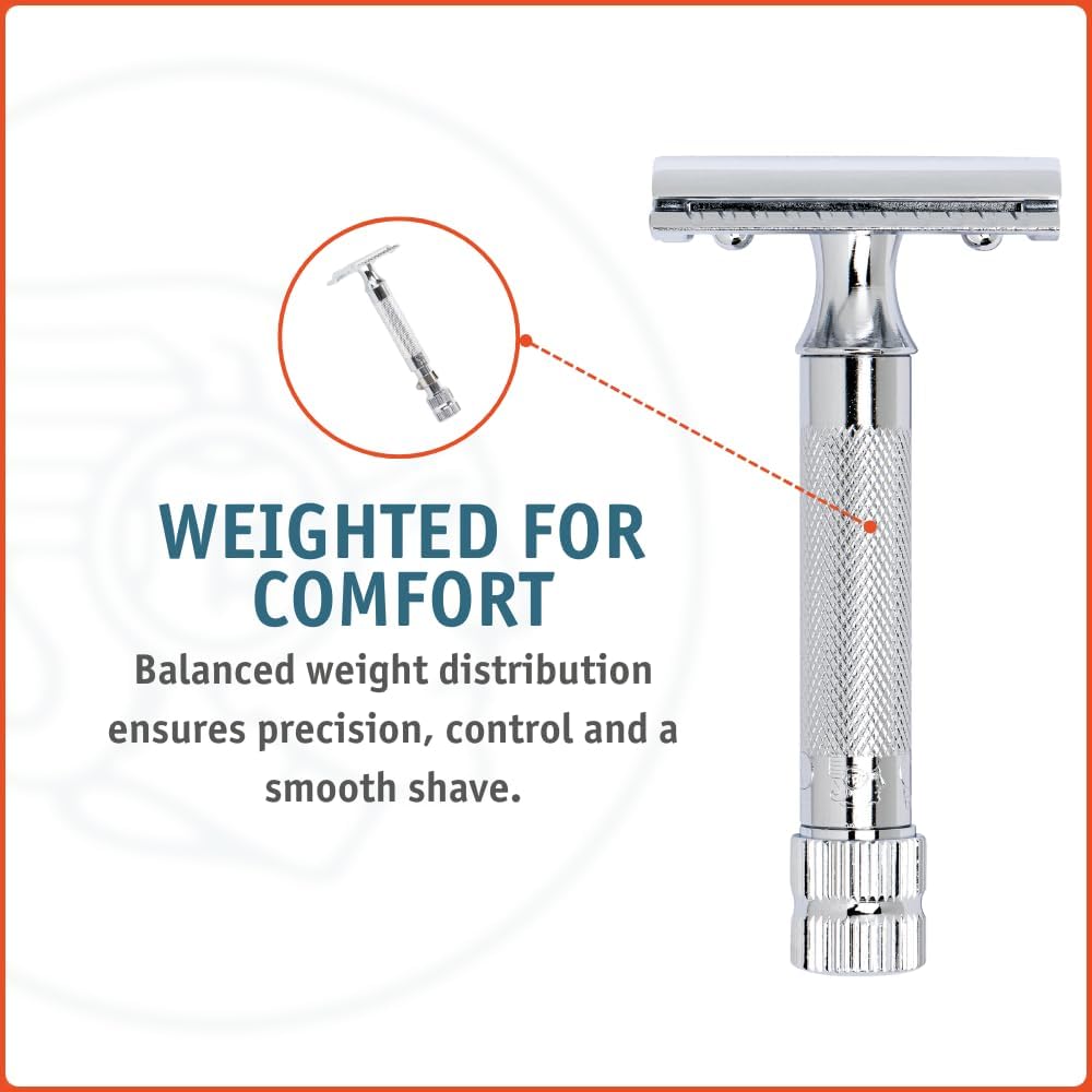 Merkur Mk34c control preciso con borde cerrado para menos irritación.