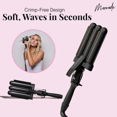 Mermade Hair PRO Ondulador barra cerámica ofrece calor uniforme para rizos suaves y definidos.
