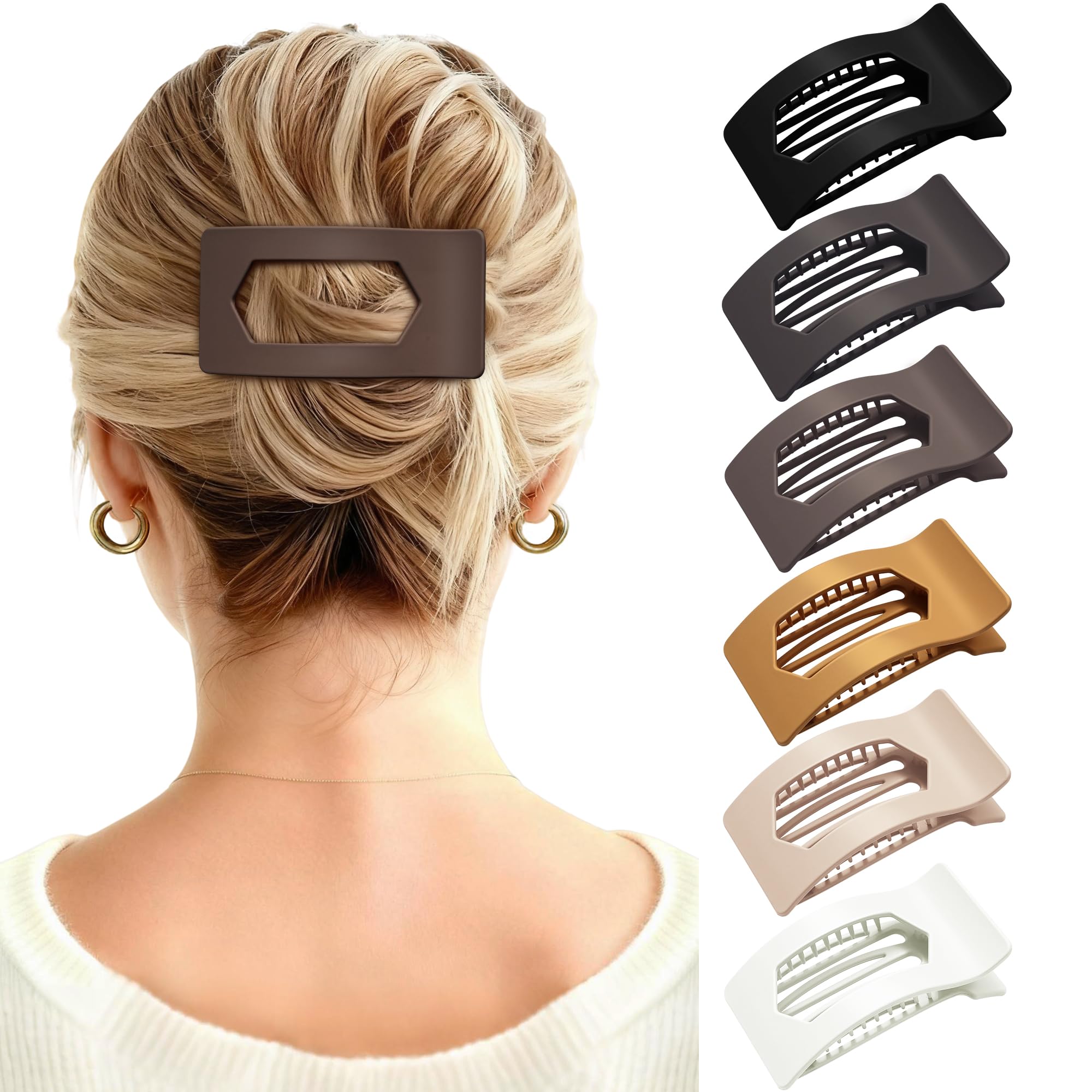 Mesovor clip plano cuadrado para cabello grueso, con agarre fuerte para uso diario.