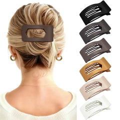Mesovor clip plano cuadrado para cabello grueso, con agarre fuerte para uso diario.