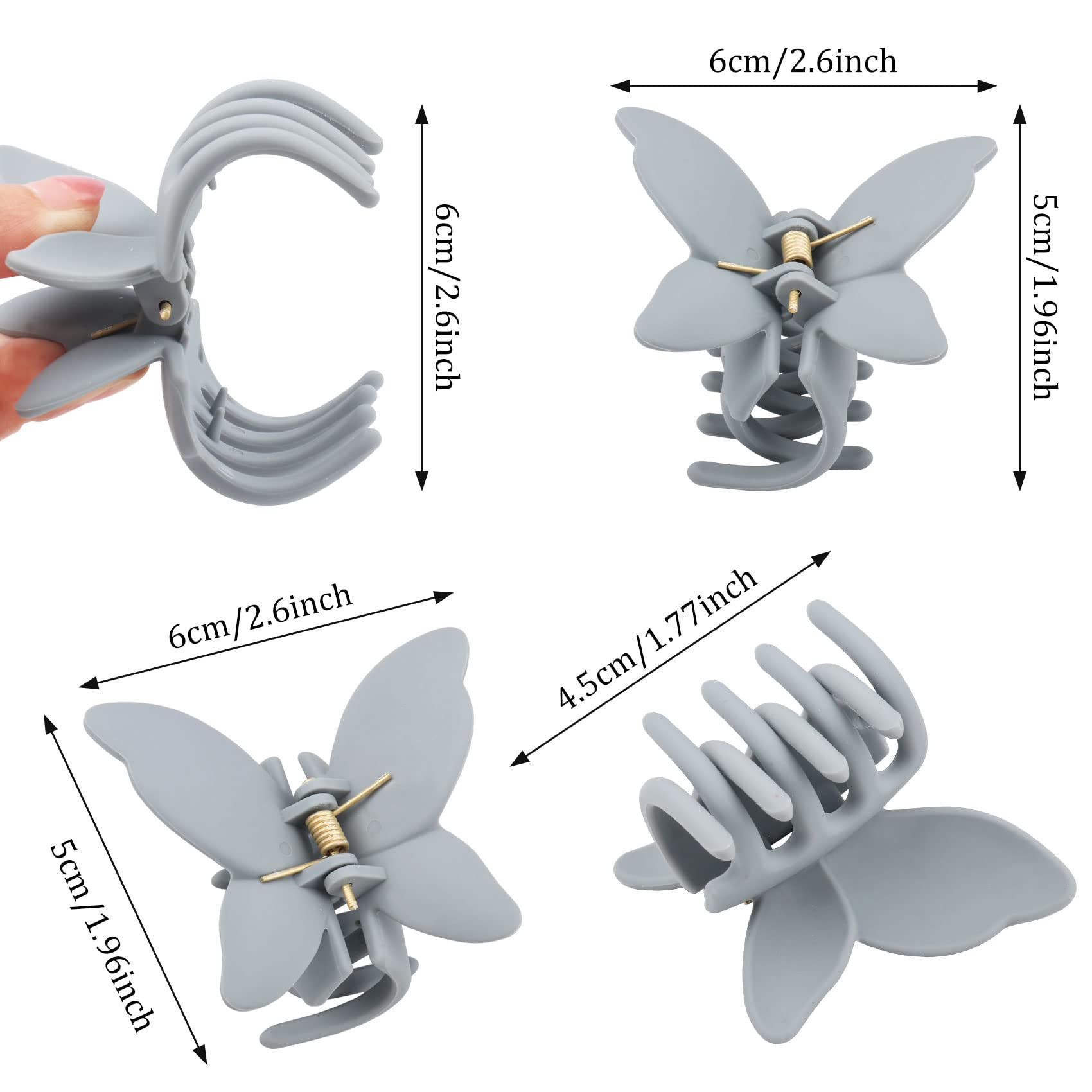 Diseño elegante de pinzas mariposa Messen para diferentes peinados.