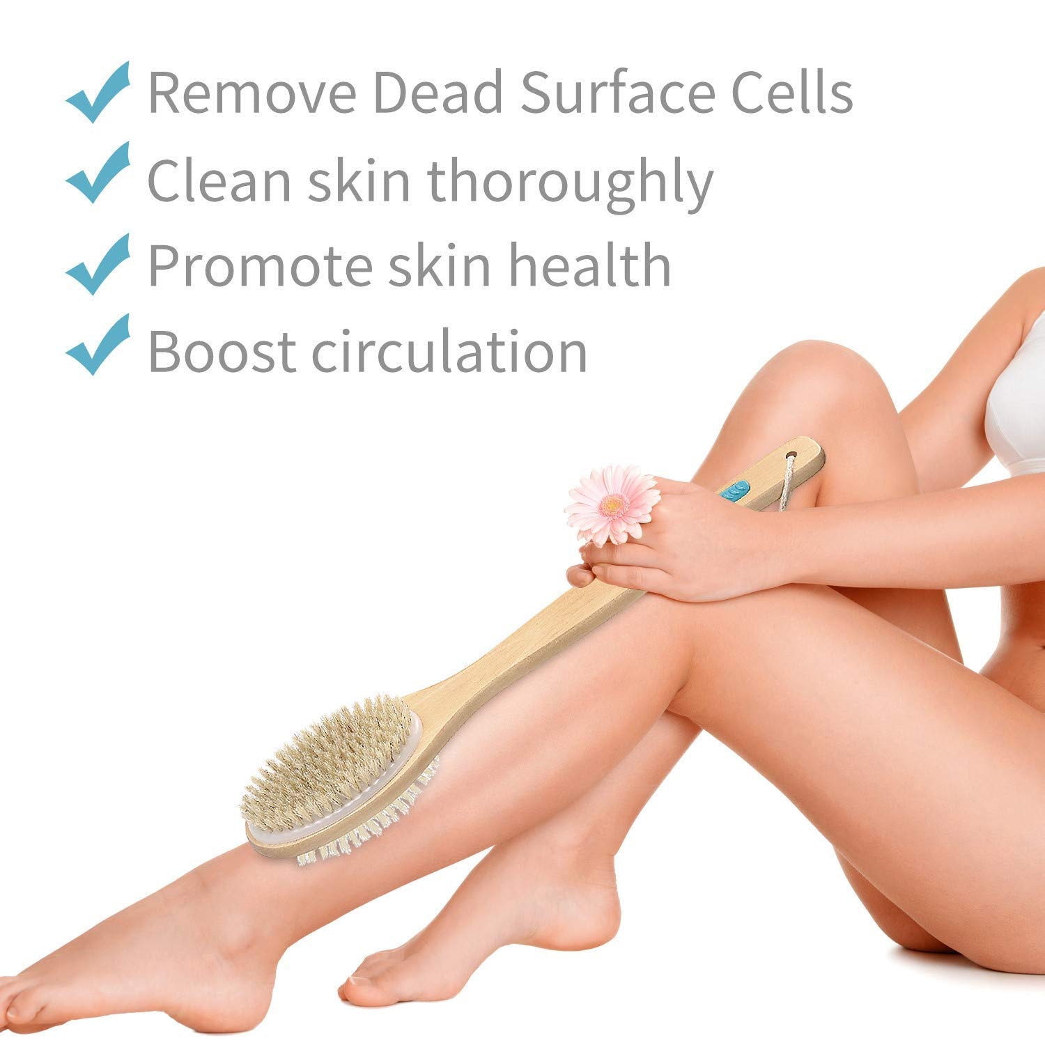 Metene, cepillo de ducha de doble cara para exfoliar y limpiar.