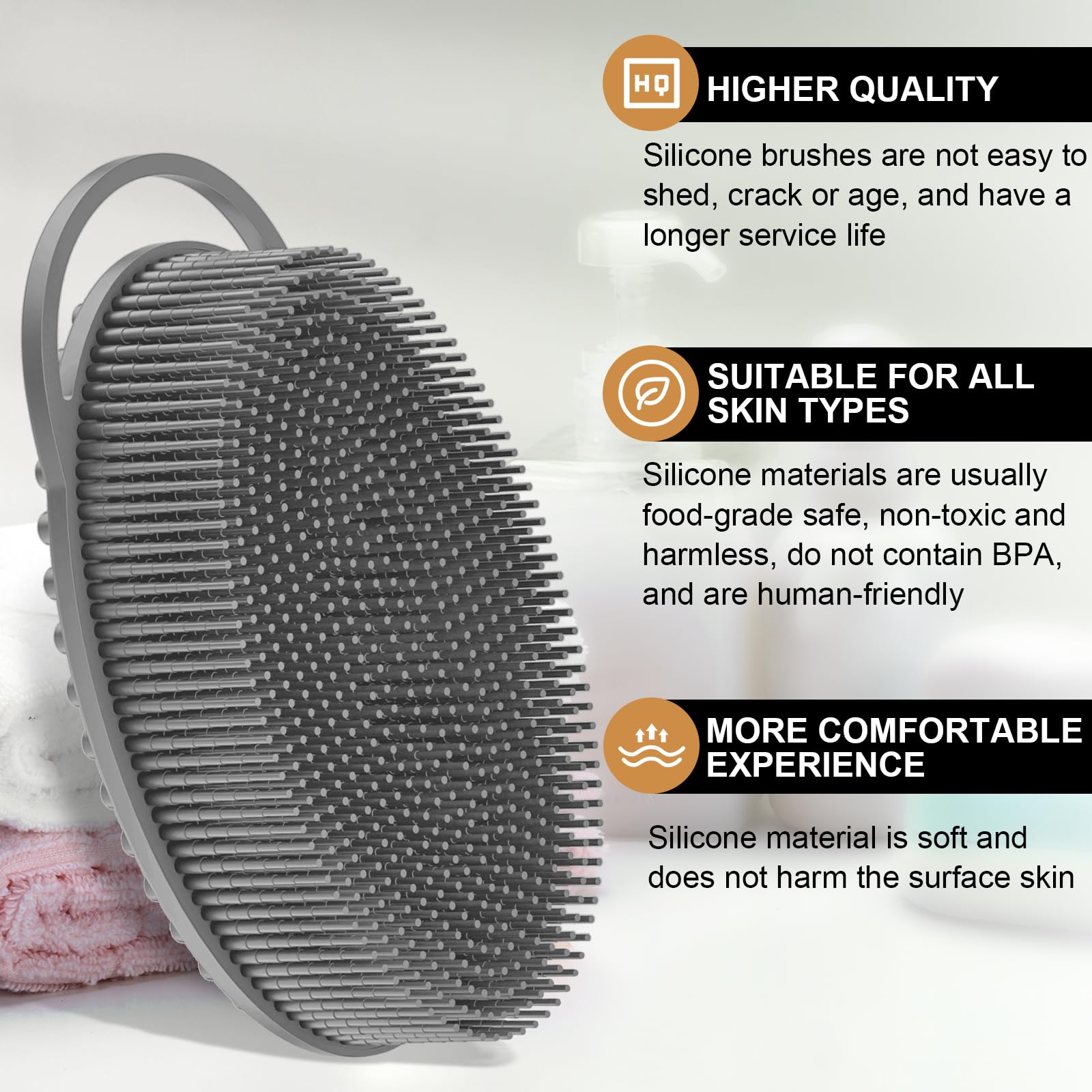 Metene mango ergonómico con aro para colgar facilita el secado.