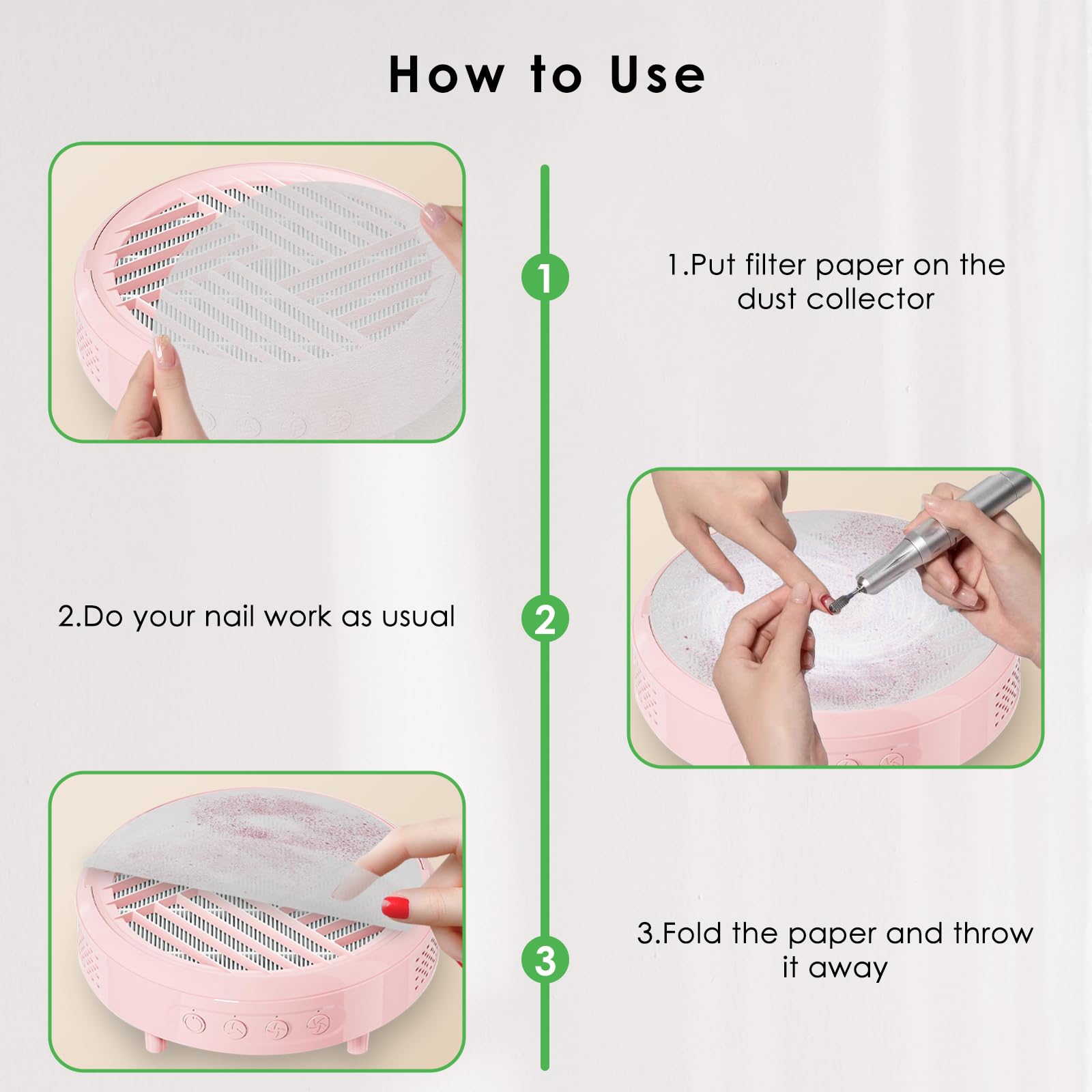 METHELIX papel filtro desechable, ajuste fácil para varios modelos de uñas