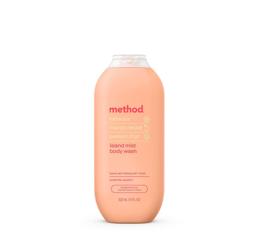 Method Body Wash Island Mist botella 18oz para ducha diaria y fresca.