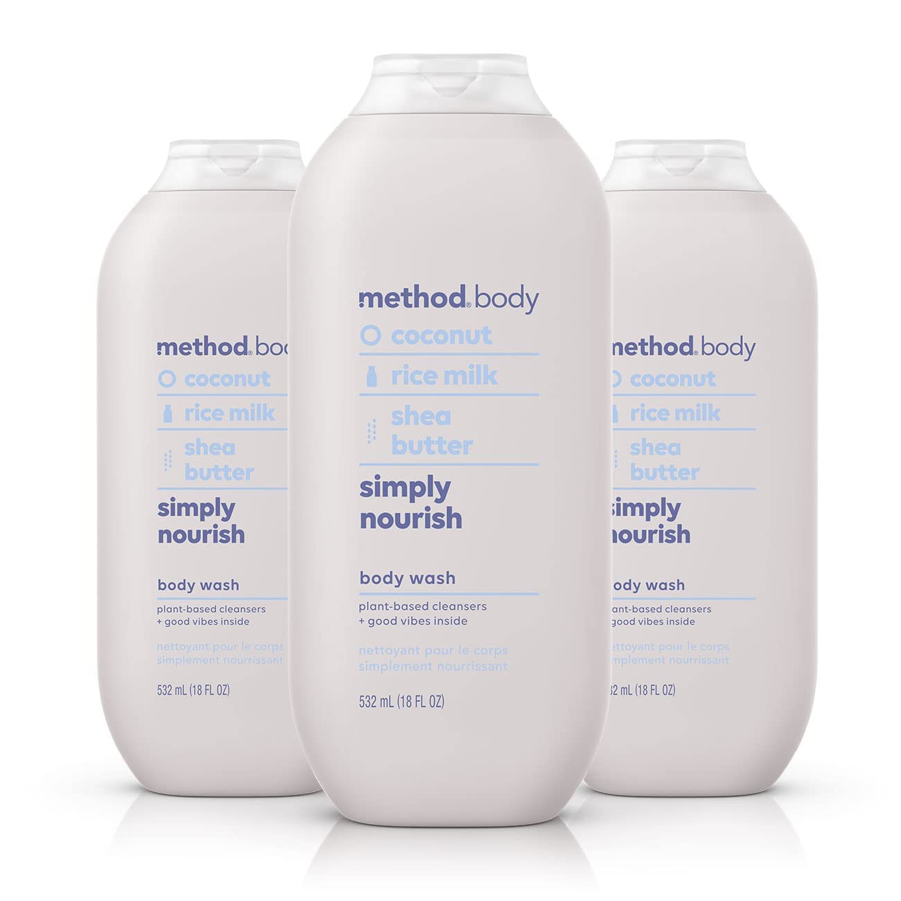 Method Body Wash Simply Nourish, botella frontal, aroma suave para una ducha reconfortante