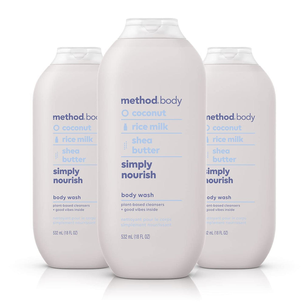 Method Body Wash Simply Nourish, botella frontal, aroma suave para una ducha reconfortante